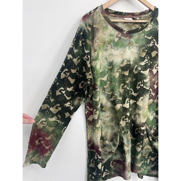 LOGO Lori Goldstein EarthTone Textured Burn Out Pocket Front Tunic 2X Lagenlook - Picture 3 of 6